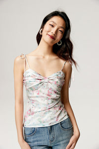 Floral Bow Tie Camisole Top in Multi