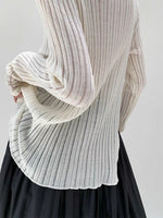 Load image into Gallery viewer, Sheer Line Long Sleeve Top in White
