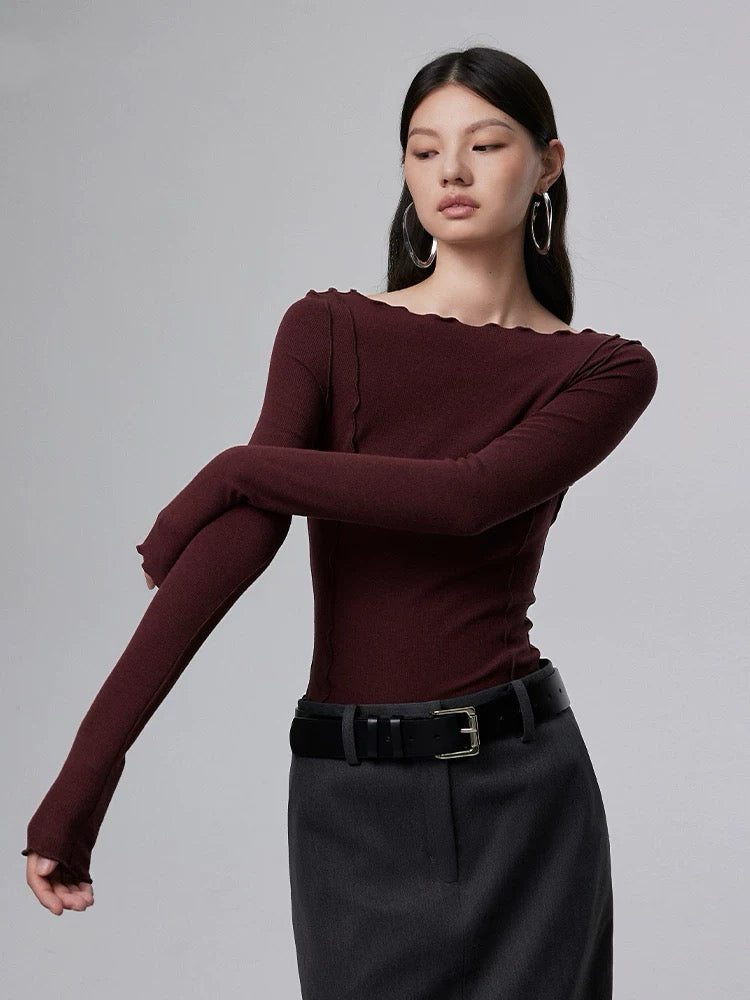 Light Wool Blend Line Top [2 Colours]