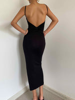 Load image into Gallery viewer, Drop Twist Back Bodycon Cami Dress in Black
