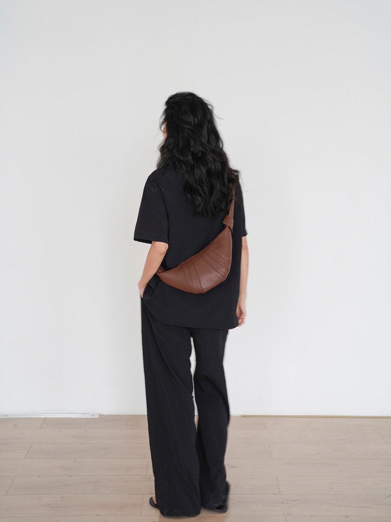 Classic Short Sleeve Shirt // Relaxed Pants Set in Black