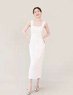Load image into Gallery viewer, Stretch Sleeveless Shift Dress in White
