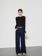 Load image into Gallery viewer, High Rise Straight Leg Jeans in Navy
