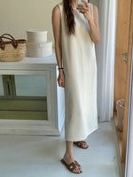 Load image into Gallery viewer, Korean Sleeveless Maxi Dress in Cream
