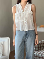 Load image into Gallery viewer, [Ready to Ship] Korean Ruffle Ribbon Vest Top [2 Colours]
