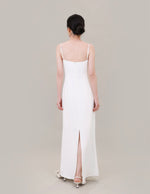 Load image into Gallery viewer, Floral Applique Maxi Dress in White
