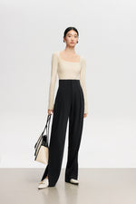 Load image into Gallery viewer, High Waist Split Hem Tailored Trousers in Black
