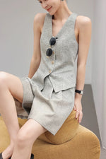 Load image into Gallery viewer, Tailored Vest // Short Set in Grey
