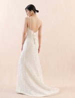 Load image into Gallery viewer, Drop Back Floral Lace Gown in White
