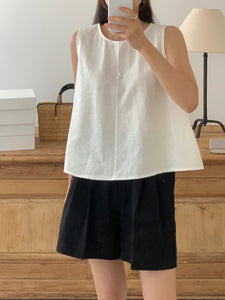 Korean Linen Sleeveless Top [2 Colours]