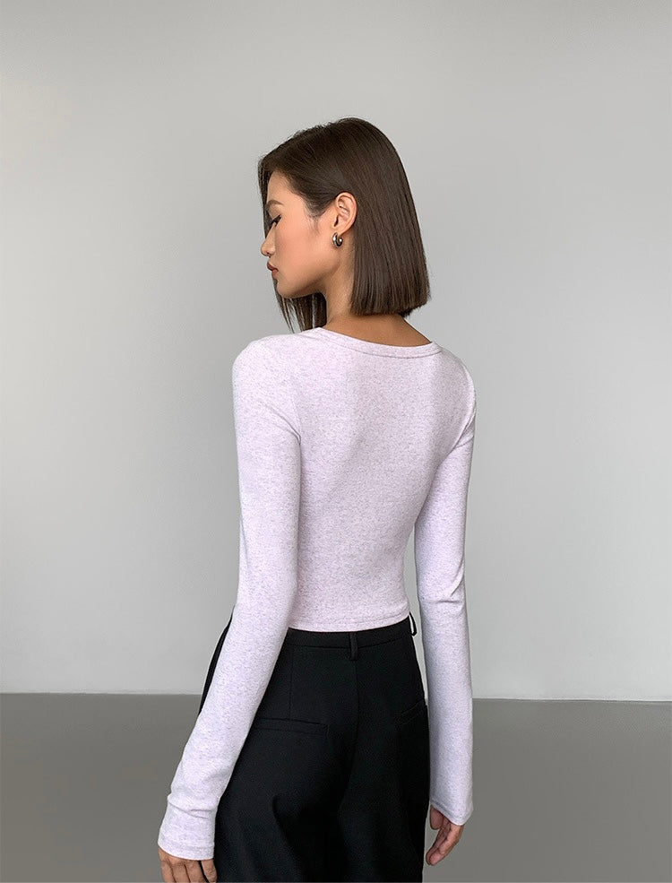 Stretch Cropped Long Sleeve Top [2 Colours]