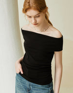 Load image into Gallery viewer, Off Shoulder Foldover Top in Black
