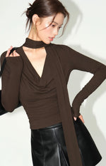 Load image into Gallery viewer, Drape Neck Tie Top [2 Colours]
