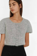 Load image into Gallery viewer, Korean Monche Alpaca Wool Short Cardigan Top in Grey
