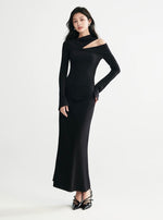 Load image into Gallery viewer, Asymmetric Cutout Maxi Dress in Black
