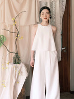 Load image into Gallery viewer, Open Back Pocket Maxi Jumpsuit in White
