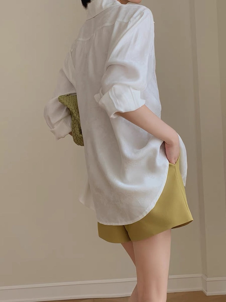 Relaxed Tailored Long Shirt in White
