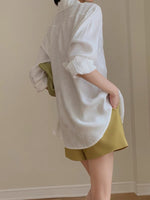 Load image into Gallery viewer, Relaxed Tailored Long Shirt in White
