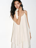 Load image into Gallery viewer, Asymmetric Layered Maxi Dress + Neck Drape in Cream
