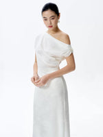 Load image into Gallery viewer, [Customizable] Printed Satin Toga Gown in White
