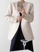 Load image into Gallery viewer, Classic Lapelless Blazer in Beige

