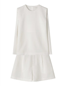 Tailored Chiffon Top + Shorts Set in White