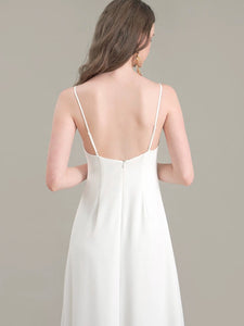 Classic Drape Neck Gown in White