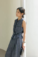 Load image into Gallery viewer, Utility Vest Top // Trousers in Blue Set
