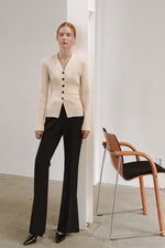 Load image into Gallery viewer, Korean Pocket Knit Cardigan in Cream
