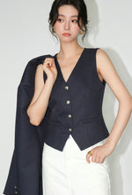 Load image into Gallery viewer, Tailored Vest + Blazer in Navy
