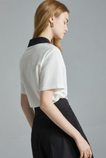 Load image into Gallery viewer, Contrast Collar Polo Top in Cream
