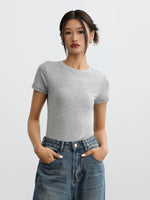 Load image into Gallery viewer, High Neck Stretch Tee in Grey
