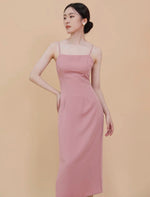 Load image into Gallery viewer, Twist Back Cami Shift Dress in Pink
