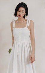 Load image into Gallery viewer, Eyelet Tie Strap Sun Dress in White
