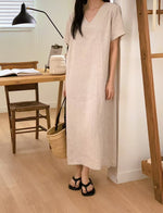 Load image into Gallery viewer, Korean Linen Sleeve Maxi [2 Colours]
