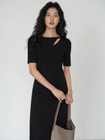 Load image into Gallery viewer, [Ready Stock] Mid Sleeve Cutout Maxi Dress in Black
