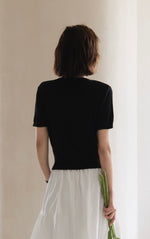 Load image into Gallery viewer, Short Sleeve Cardigan Top in Black
