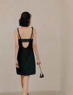 Load image into Gallery viewer, Knotted Cami Cutout Back Mini Dress in Green
