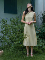 Load image into Gallery viewer, Boatneck Tailored Dress in Yellow
