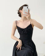 Load image into Gallery viewer, Twist Pocket Cami Maxi Dress in Black
