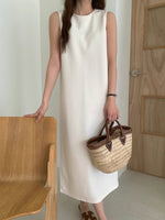 Load image into Gallery viewer, Korean Sleeveless Maxi Dress in Cream
