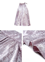 Load image into Gallery viewer, Satin Bow Top // Bias Cut Skirt in Purple
