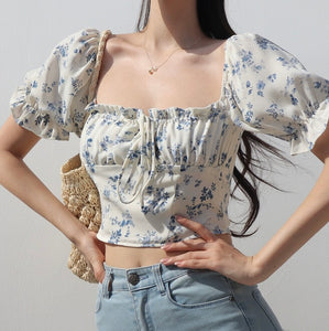 Procida 2-Way Floral Bustier Top in White