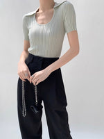 Load image into Gallery viewer, Wide Rib Collar Top in Green
