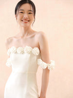 Load image into Gallery viewer, Off Shoulder Rose Gown in White
