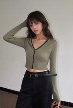 Load image into Gallery viewer, 2-Way Cropped Cardigan in Green
