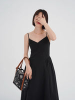 Load image into Gallery viewer, Side Panel Cami Midi Dress in Black
