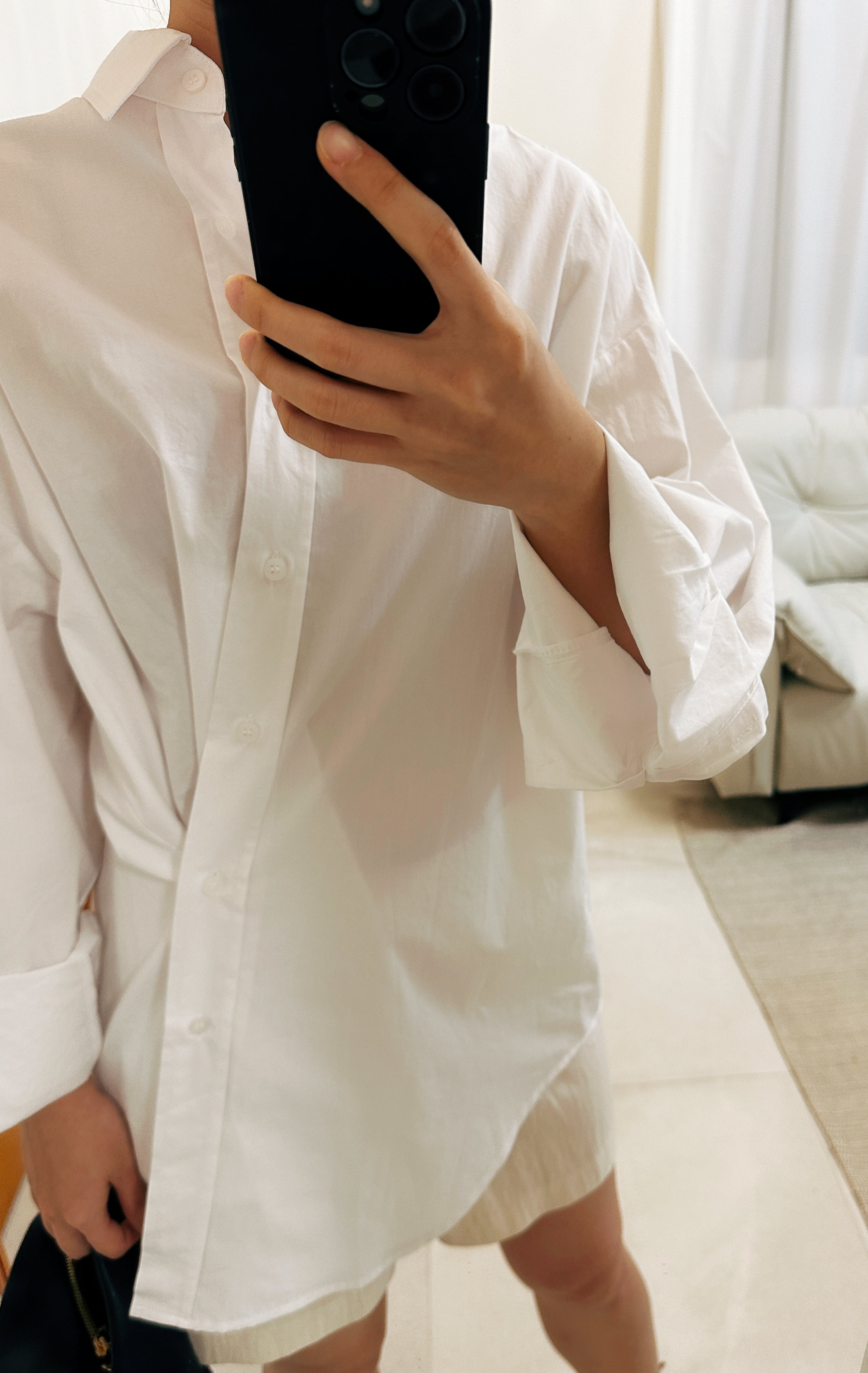 Korean Lemage 2-Way Oversized Shirt in White