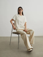 Load image into Gallery viewer, Light Tweed Pankou Fray Top in Cream
