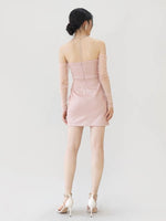 Load image into Gallery viewer, Hana Bustier Sheer Sleeve Dress in Pink
